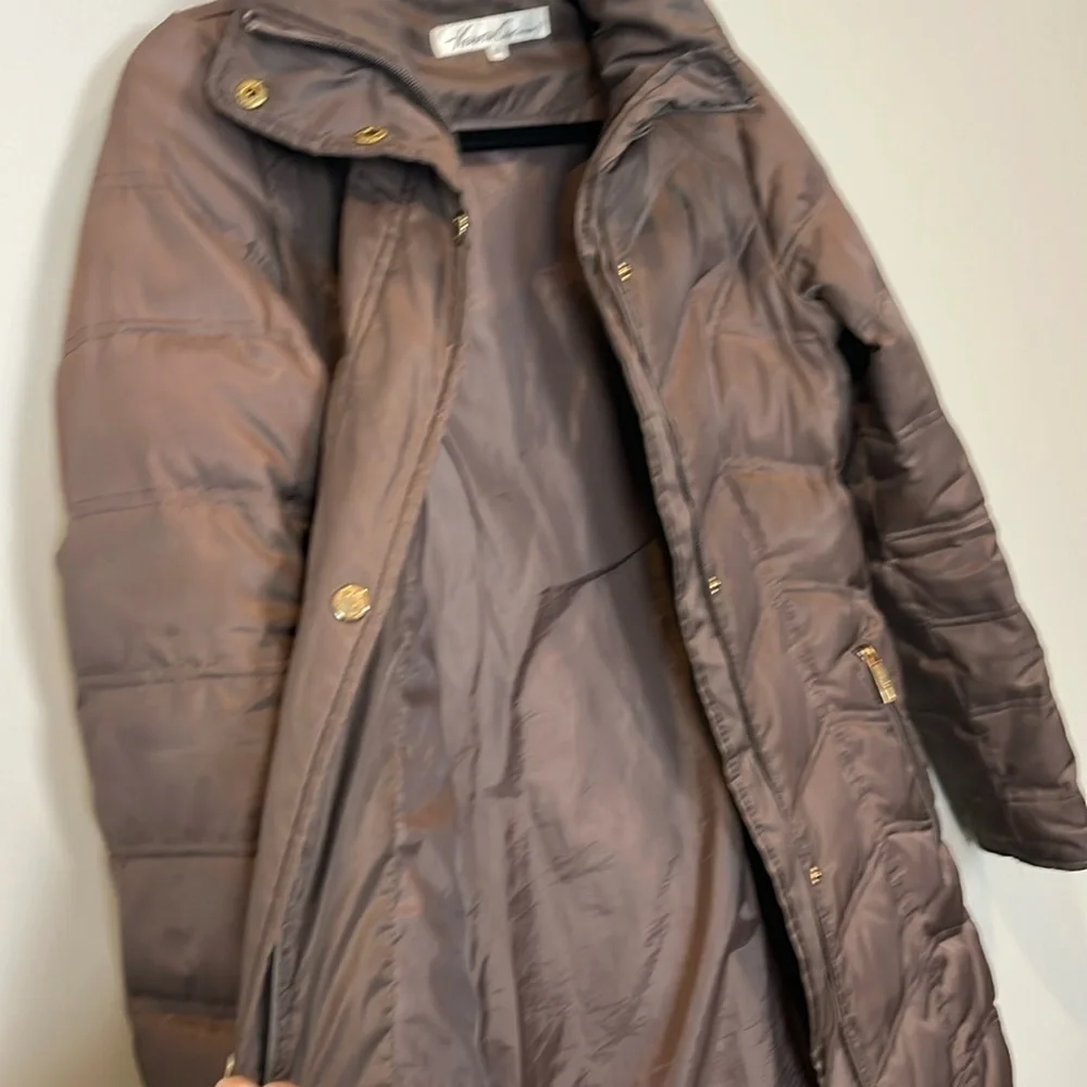 Kenneth Cole Size XS Women Down Puffer Coat Winter Jacket Brown Bronze